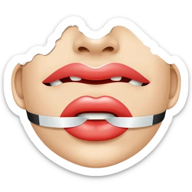 mouth with tape over it, representing 'my lips are sealed' sticker