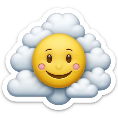 zone out smiley face with clouds floating around its head sticker