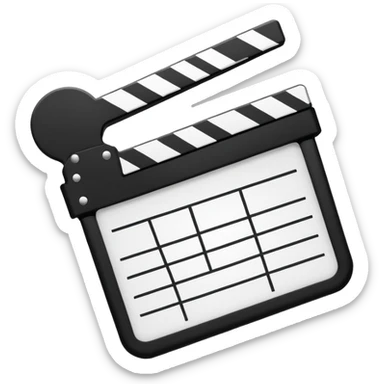 movie clapper outline only, just two rectangles with a diagonal line, no fill, black line art only sticker