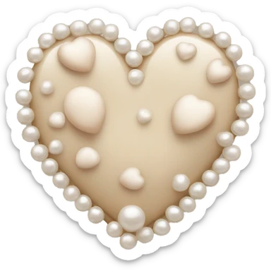beige heart and pearls sticker