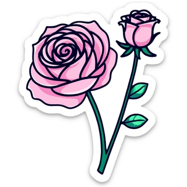 pink rose with glitter sticker