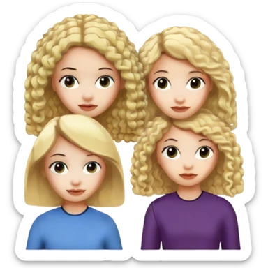 Two blonde girls and one black curly hair, all ugly sticker