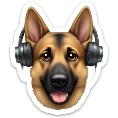 german shepherd black ears with headphones sticker