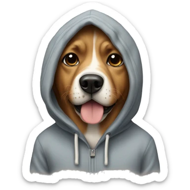 Dog wearing a hoodie sticker