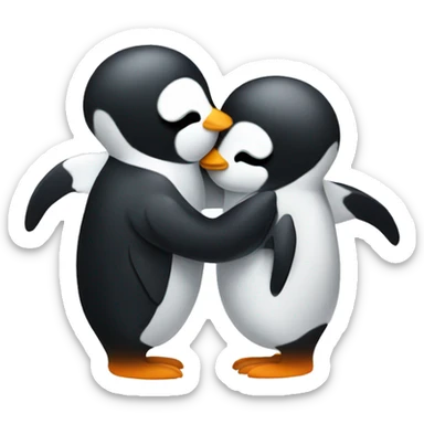 cute penguins hug sticker