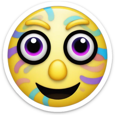 Basic yellow face with colorful spiral eyes sticker