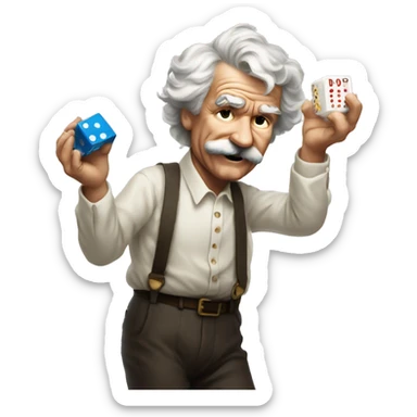 Mark Twain throws up a dice sticker