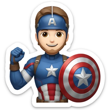 Captain America holding shield up, smiling sticker