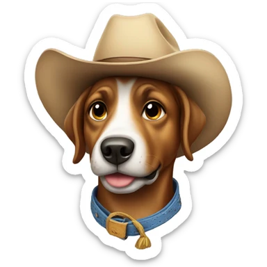 Dog in cowboy hat sticker
