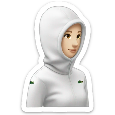 white girl lacoste balaclava with lacoste sticker