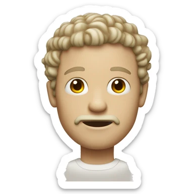 pale man with curly short hair and goatee sticker