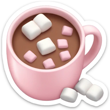 Light Pink mug of hot chocolate with marshmallows  sticker