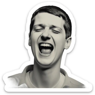ian curtis laughing sticker