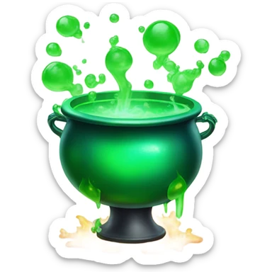 green magic cauldron with potion sticker