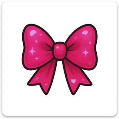 kpop bow emoji, cute and shiny, with a heart accent, no background sticker