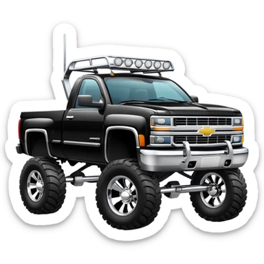Chevy truck, lifted, shiny chrome details sticker