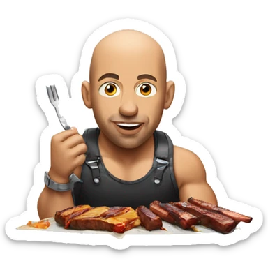 VIN diesel eating barbecue  sticker