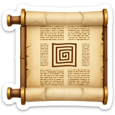 the Torah, stylized ancient scroll, parchment texture, iconic, suitable for emoji or icon sticker
