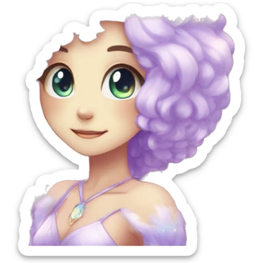 Shiny Sparkly Fluffy beautiful Hair Kawaii Ethereal Anthro Sona Nebula-Crystal-Fakemon sticker