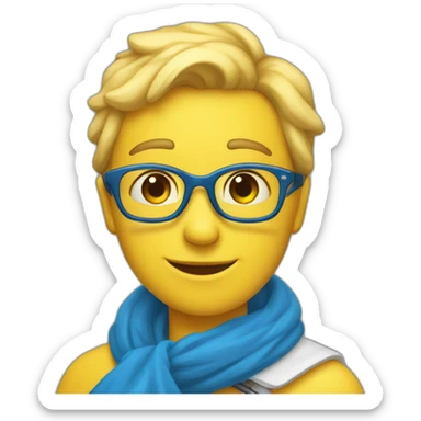 gelbes Herz mit blauem Schal sticker