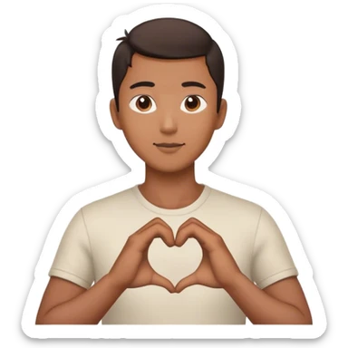 asian man with two hands heart shaped sticker