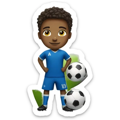 confident boy in soccer gear sticker