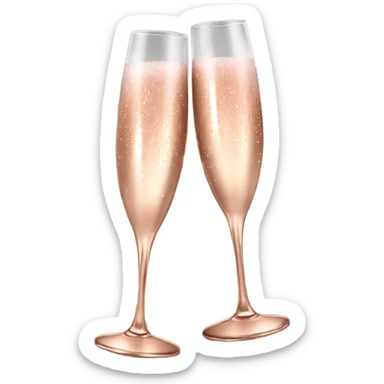 New year rose gold champagne glasses sticker