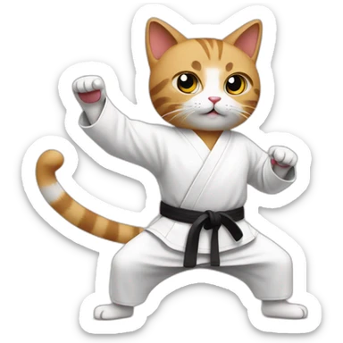Cat doing karate sticker