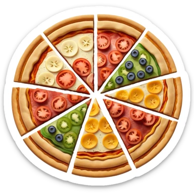 a pie chart sitting on top of a pizza  which has no other toppings sticker