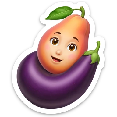 Peach sit on eggplant sticker