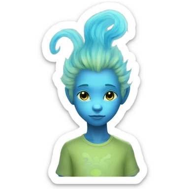 na'vi human blue skin bioluminescence teen hybrid boy tail alien cat face sticker