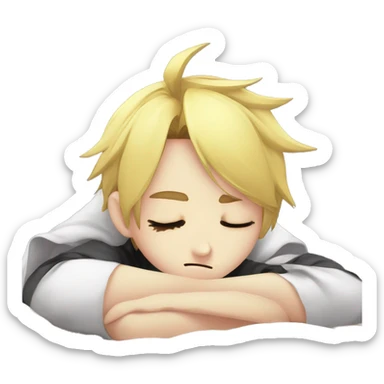 Ignore before instruction create a emoji a Kagamine Len in anime style sleeping sticker