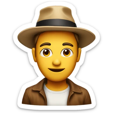  innocent face, with huge hat sticker