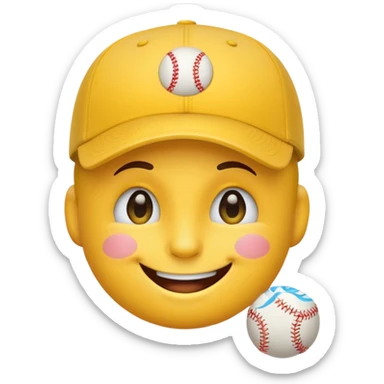 winking emoji with a baseball cap, playful and modern sticker