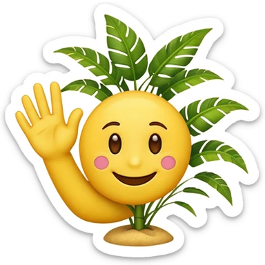 yellow emoji face with palm plant sticker