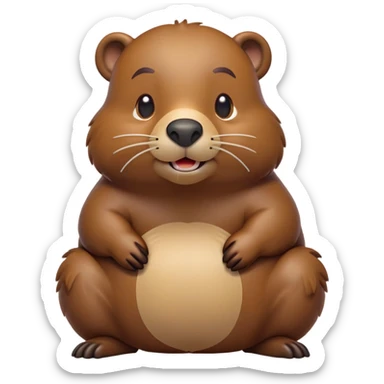 cinematic-beaver-realistic-full-body-on-all-fours-emoji,-plump-and-relaxed-body-soaking-in-the-warm-sun,-short-brown-fur-slightly-ruffled,-head-tilted-dramatically,-calm-expressive-eyes-exuding-serene-wisdom,-simplified-yet-realistic head tilted confidently staring at the camera in a comical way sticker