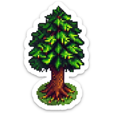 isometric partially cut down tree sticker