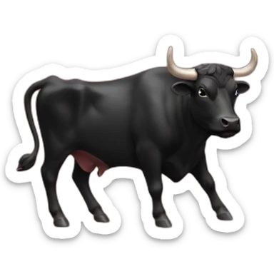 black bull on red bg sticker