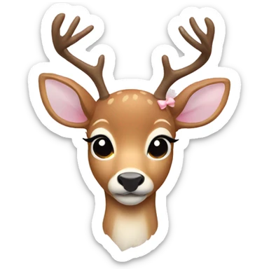 deer with light pink bow sticker