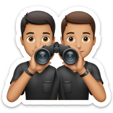  hands holding  binoculars sticker