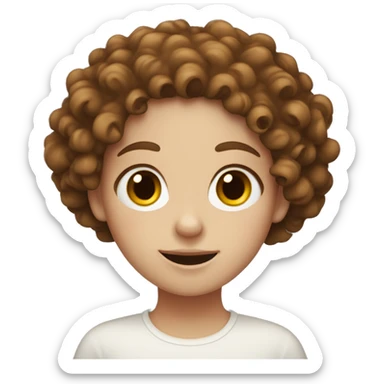 white freckle girl with curly brown hair sticker