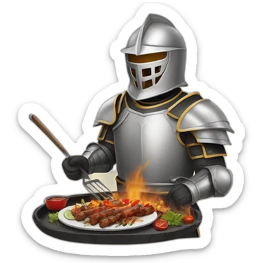 helmeted knight eating filipino bbq sticker