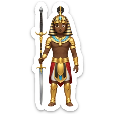 fullbody egyptian ancient soldier with sword and golden armor sticker