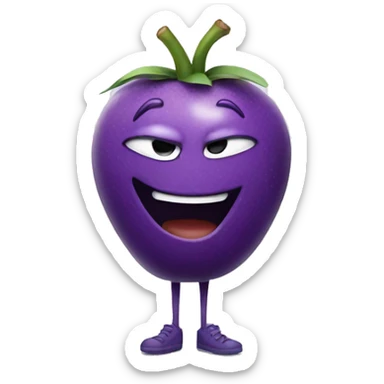 purple fruit grinning with legs  sticker