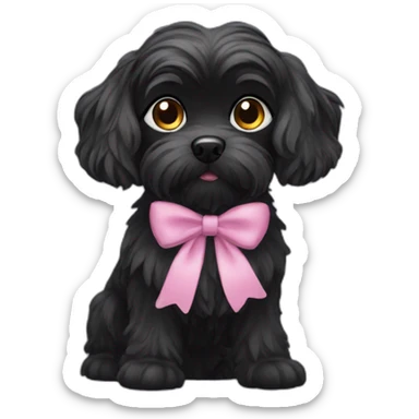 black Maltese dog small girl sticker