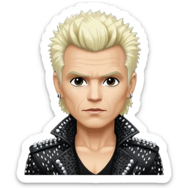 Billy Idol with white blonde hair, black sequin outfit  sticker