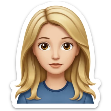 Mulher branca, cabelos longos liso com as pontas ondulado castanho com loiro com luzes  sticker