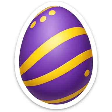 A purple Easter egg with yellow stripes and polkadots sticker