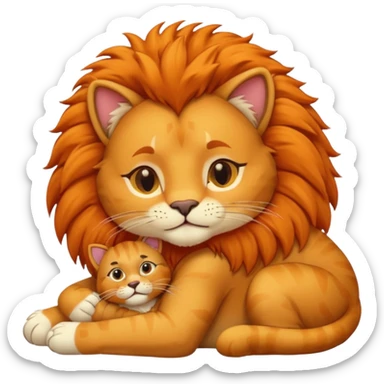 Gata masajeando a leon sticker