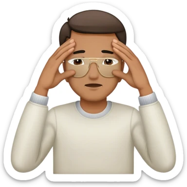 Man covering his eyes with his hands sticker